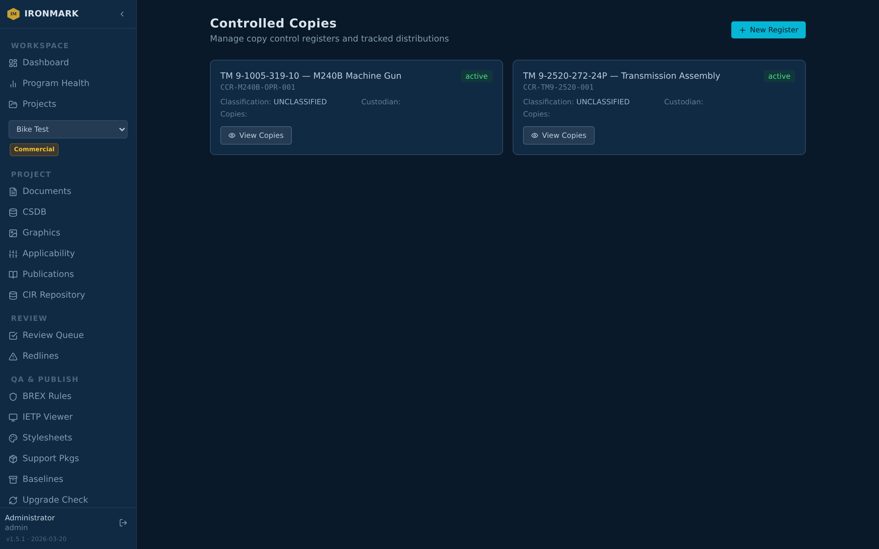 Ironmark controlled copies register