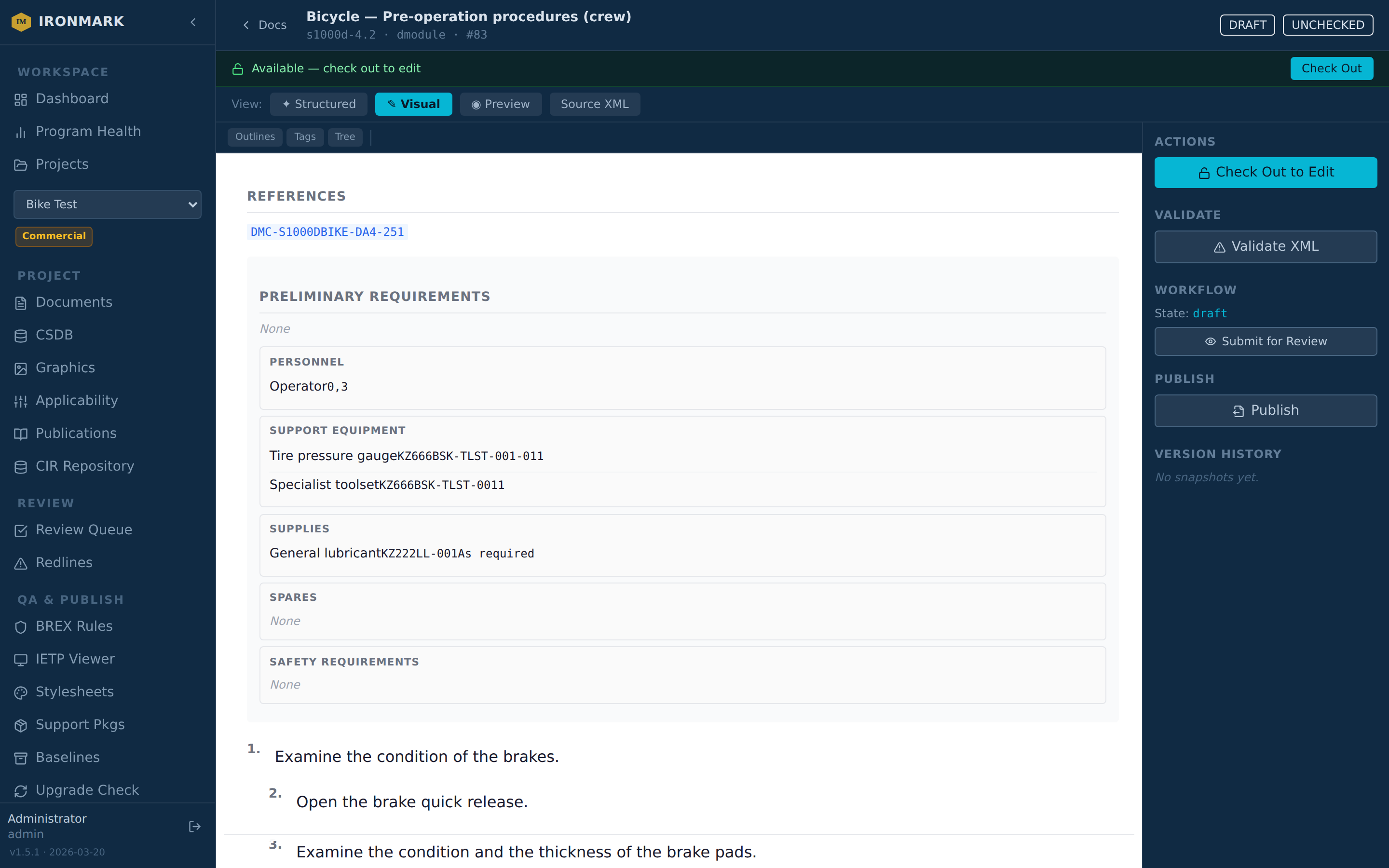 Ironmark XML editor — Visual view