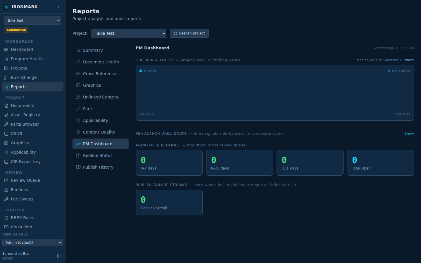 Ironmark PM dashboard