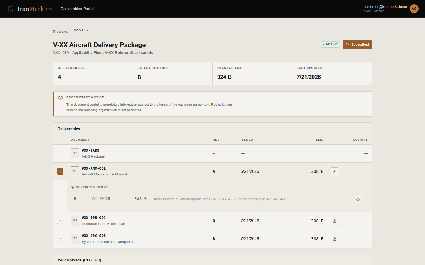 Deliverables portal — program detail